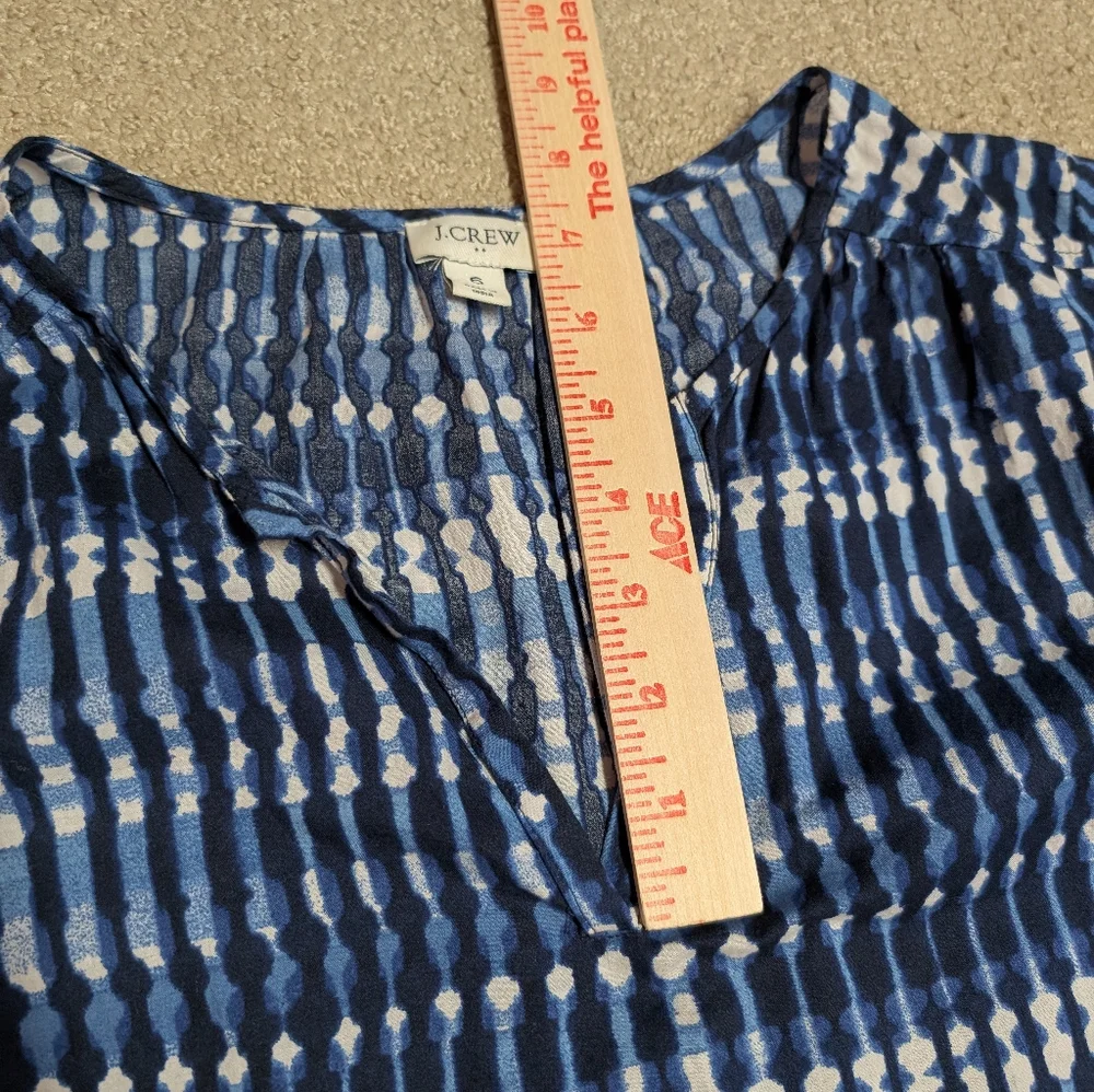 J Crew Factory Tie Dye Blue White Tiered Midi Dress 100% Cotton Pocket Sz 6 Belt - Picture 7 of 16